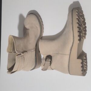 Torrid Taupe Ankle Booties with Buckle & Rubber Non Skid Soles. Size 9WW